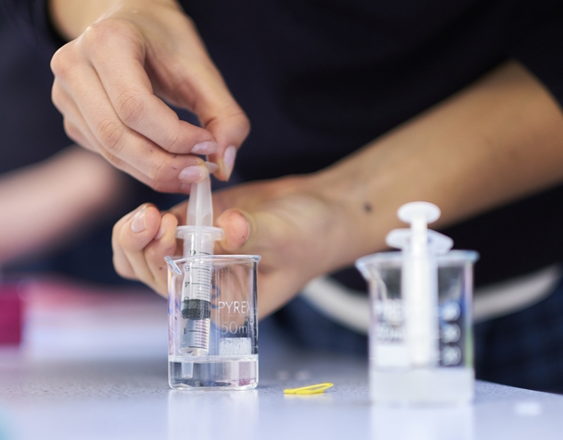 Girls doing an experiment