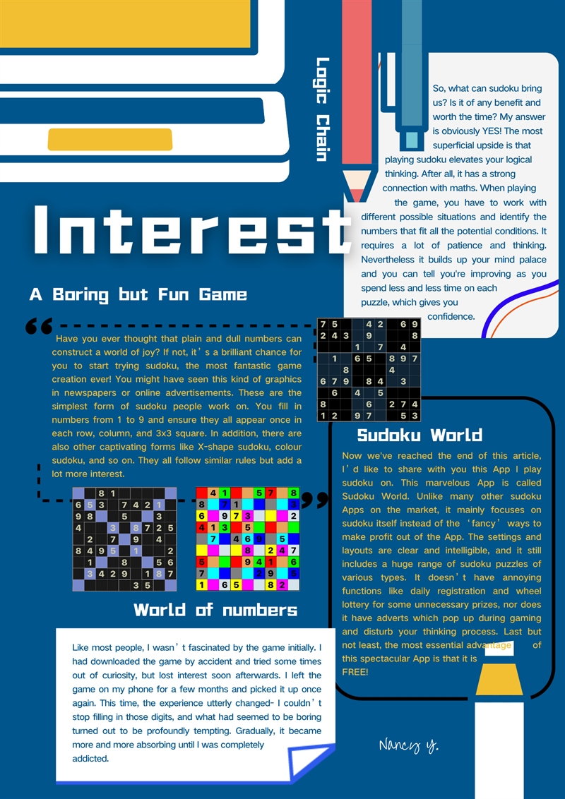 Our international students share their interests: Nancy Y., Year 10