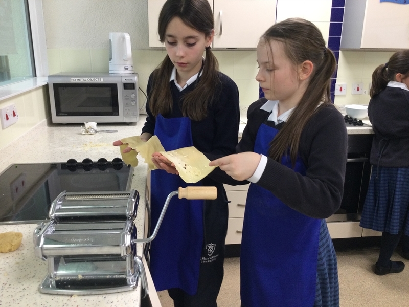 Fresh pasta and a raspberry tiramisu - dishes of the day for Year 6