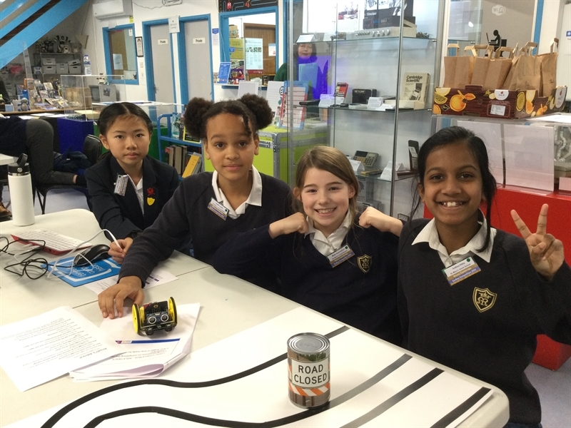 Year 6 race robots in the Micro:bit Coding Challenge