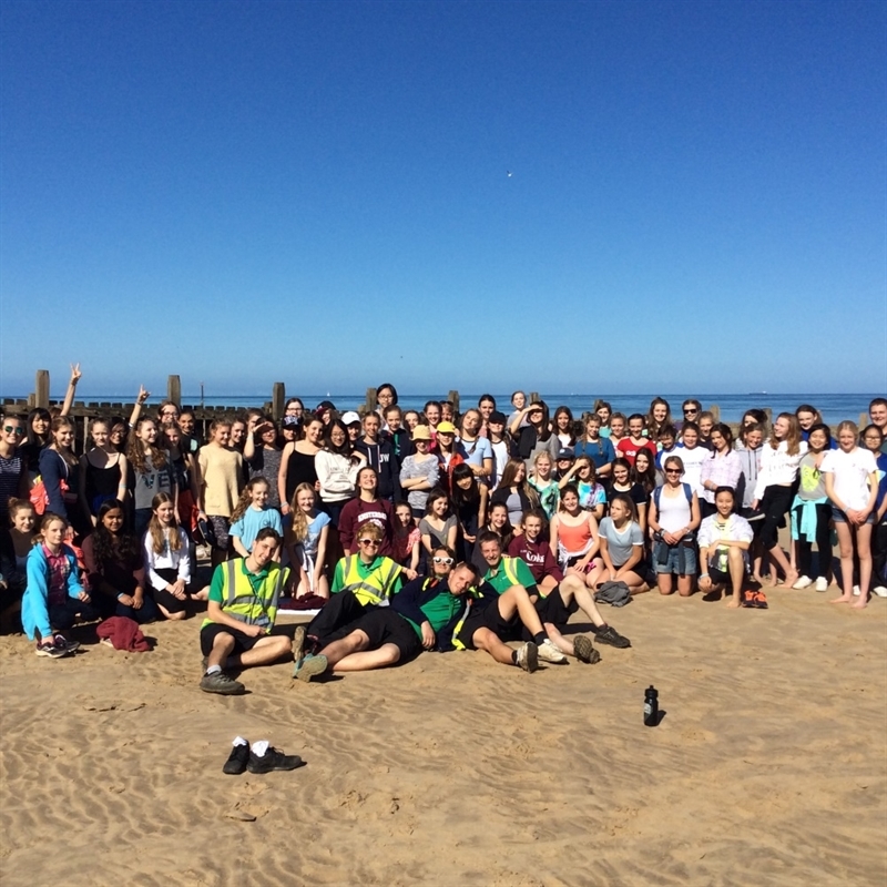 Year 9 students head to the beach