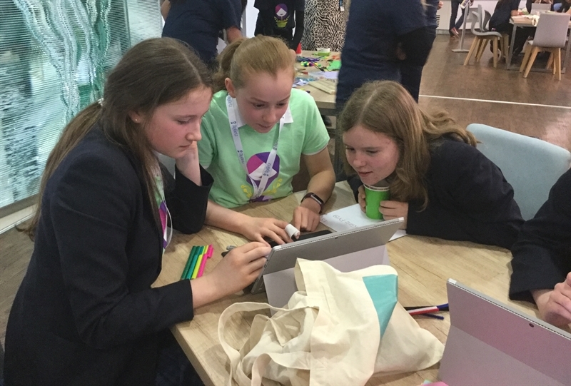 Students enjoy hands-on tech workshops at Microsoft's DigiGirlz event