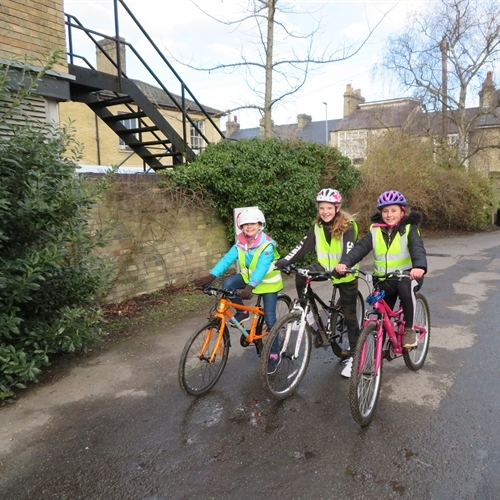 Girls improve their cycling skills on Bikeability course